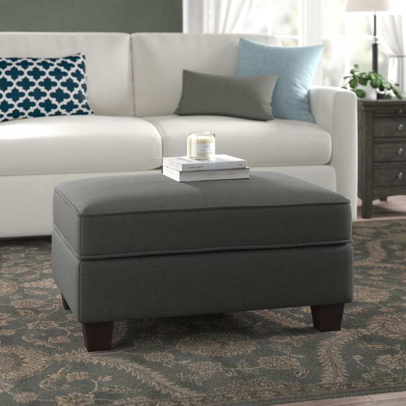 Alitza Upholstered Ottoman, Charcoal Gray