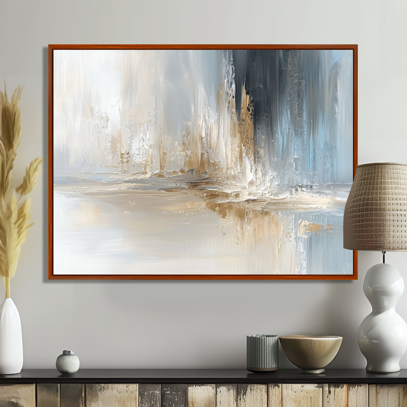 Grey White Black White Echo - Abstract Collages Wall Art, Brown, 12" H x 20" W, Floater Framed