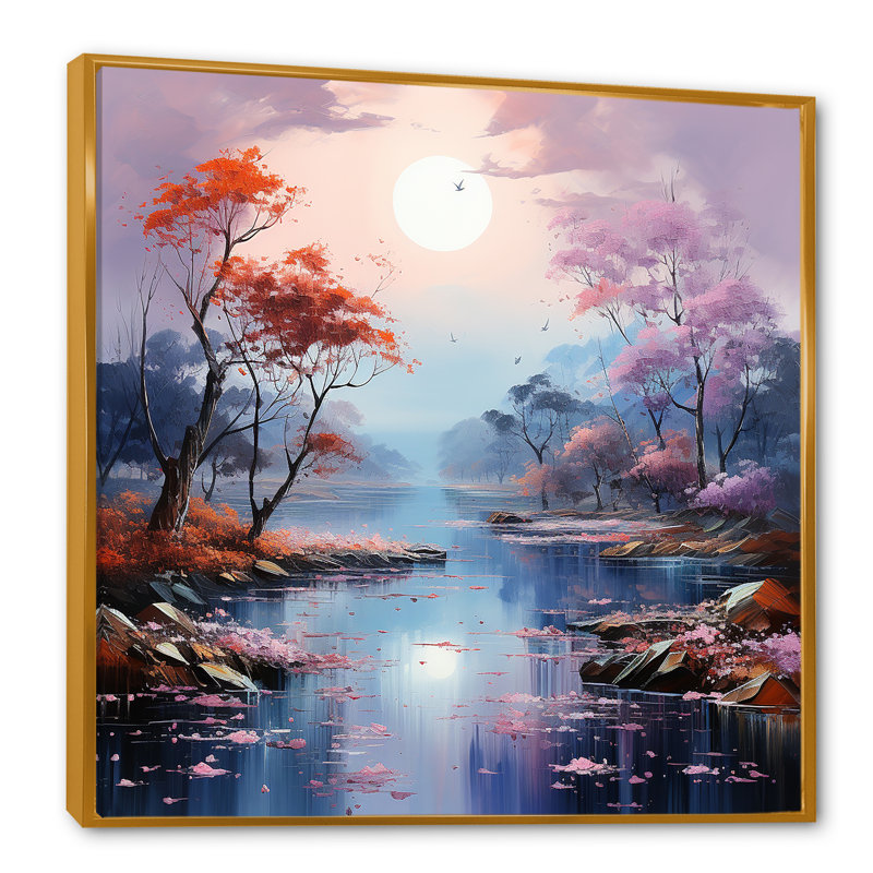 «Mystical Lakes Charm», impression sur toile, H 16 po x l 16 po x P 1 po, Cadre flottant doré