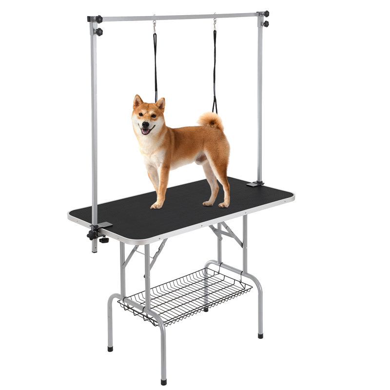 Black Stainless Steel Pet Grooming Table with Clamp