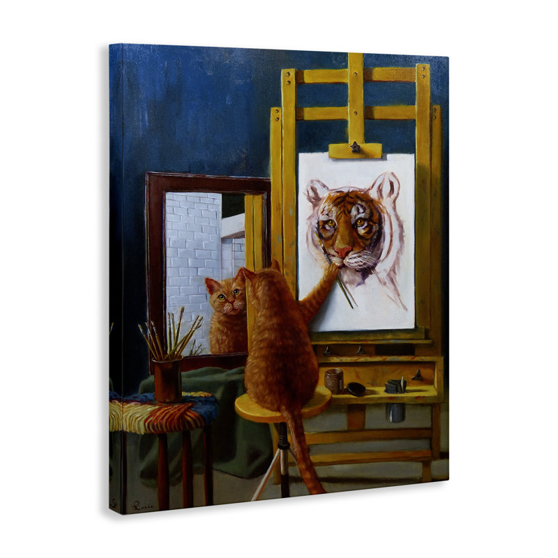 «Cat Confidence Self Portrait as a Tiger Funny», impression, H 48 po x l 36 po