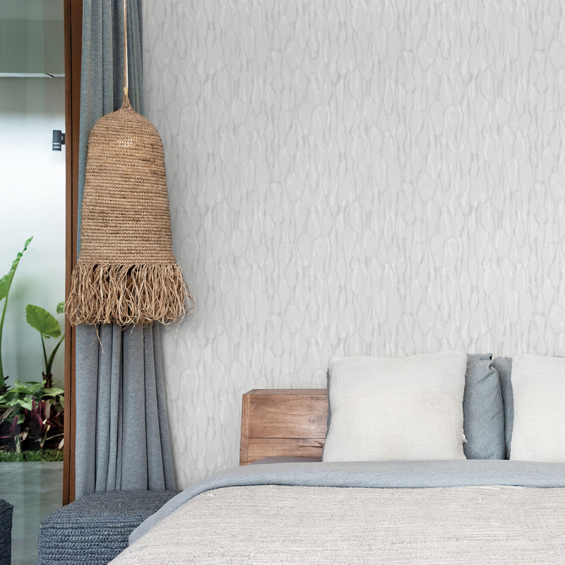 Atmosphere Marble Drizzle Design 33' L x 21" W Wallpaper Roll, Off White