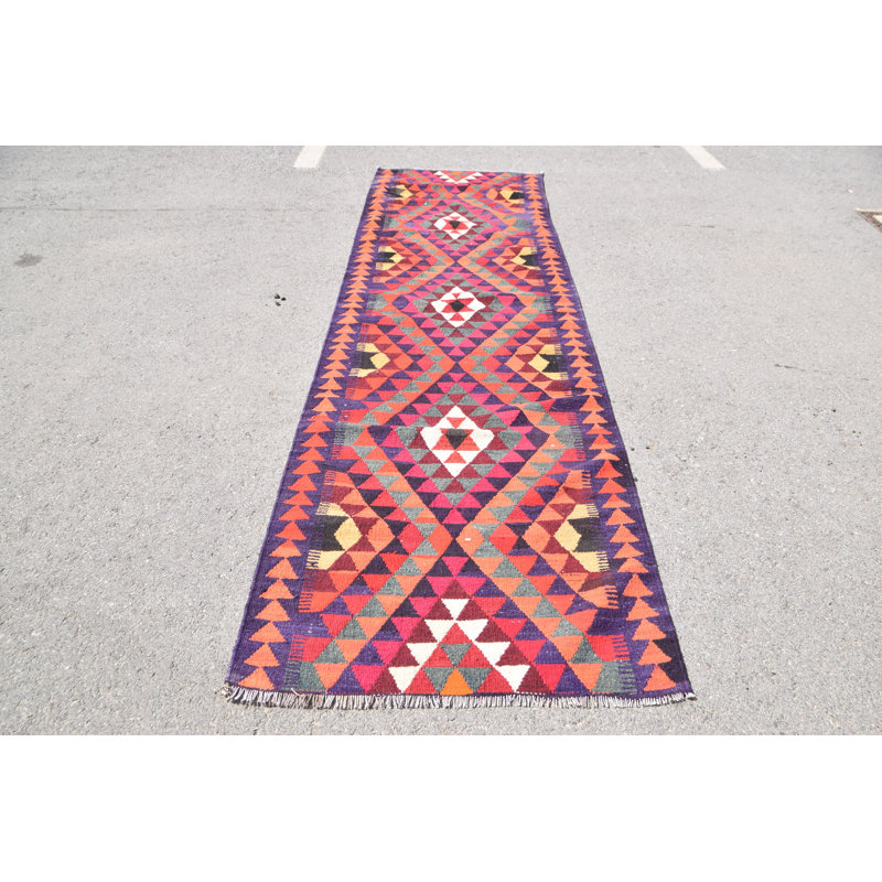 Tapis traditionnel traditionnel Anatolian Herki Kilim aux couleurs vives de l'arc-en-ciel, idéal pour les couloirs