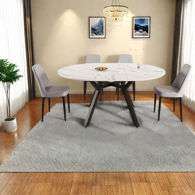Ensembles de table de salle à manger extensible et moderne avec chaises rembourrées