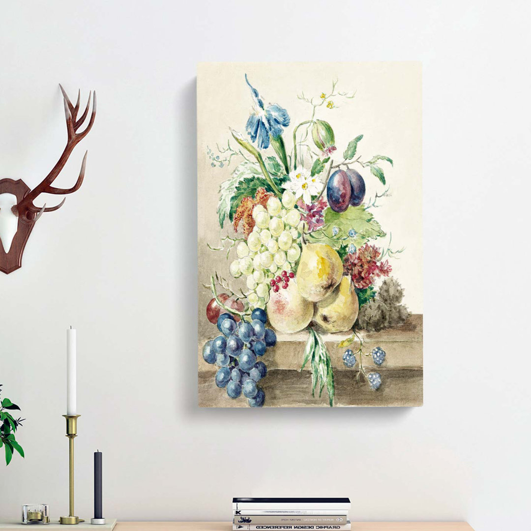 Still Life With Fruit And Flowers by Jean Bernard - Wrapped Canvas