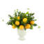 Lemon And Boxwood Arrangement In A Ceramic Pot
