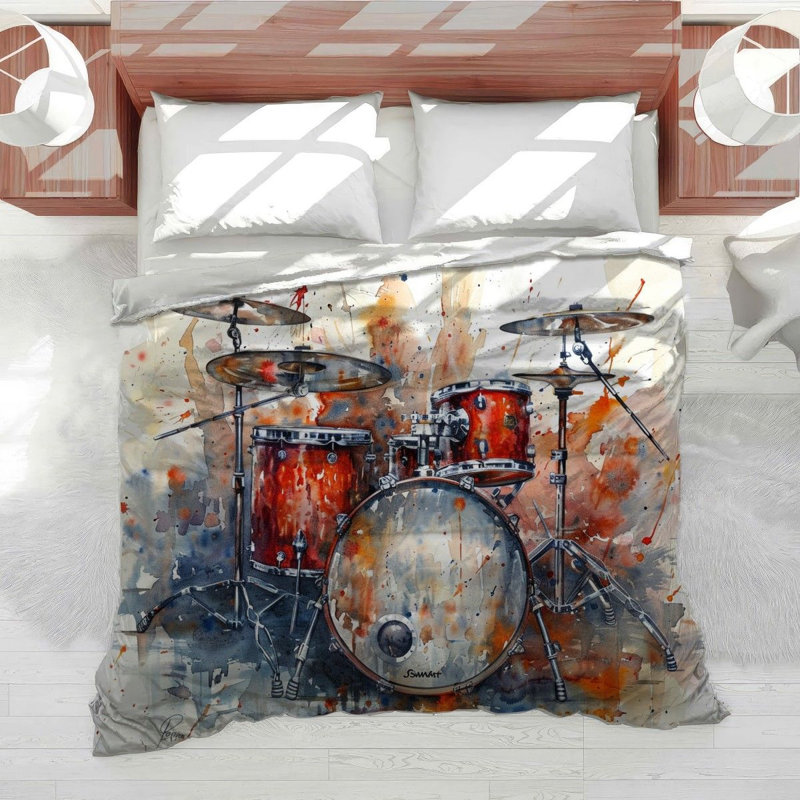 Drum Set Music Cotton Blend Comforter, Twin XL Comforter