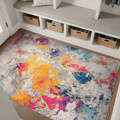 Noires Abstract Ivory/Gray/Blue Area Rug