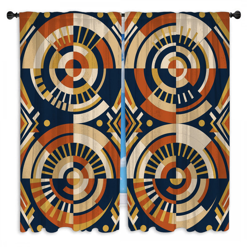 Rideaux géométriques à motif géométrique et cercles obscurcissant - 2 panneaux, 40in x 82in - 2 panels