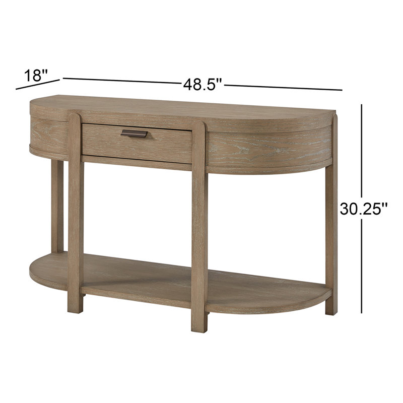 Antonio Curved 1-Drawer Console Table - Toffee, 30.25" H x 48.5" W x 18" D