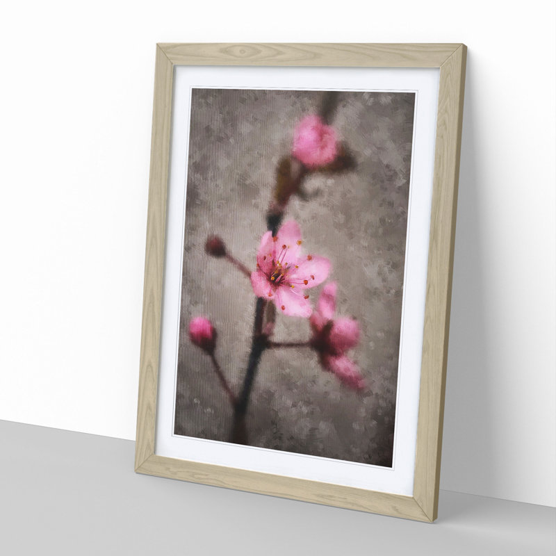 Pink Cherry Blossom Flowers Vol.1 - Framed Print, 48cm H x 36cm W x 2cm D, Oak Framed