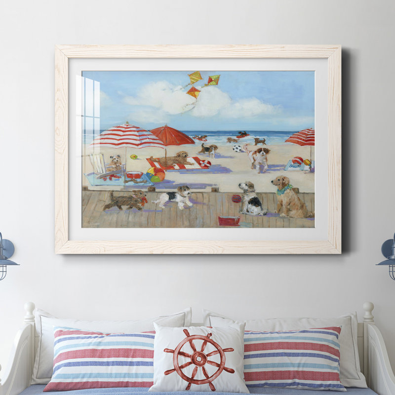 Beach Bark Park II - Reproduction d'art graphique sur papier encadré, Cadre blanc, H 31 po x l 44 po x P 1 po
