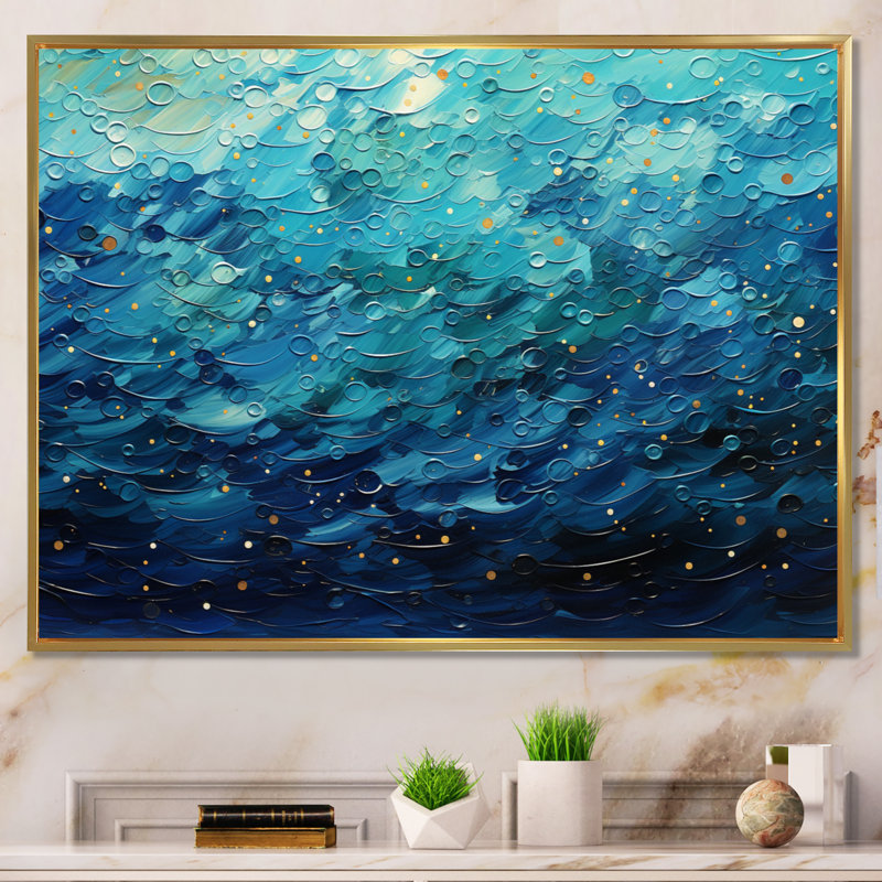 Gallacher Oceanic Pointillism I - Print, Gold Floater Framed, 34" H x 44" W x 1.5" D