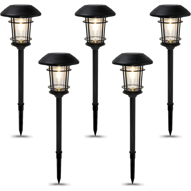 Cast Solar Powered Aluminum Glass Light Set Of 5