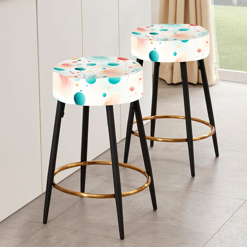 Ensemble de 2 tabourets de bar Green and Coral Nostalgic Polka Dot Harmony