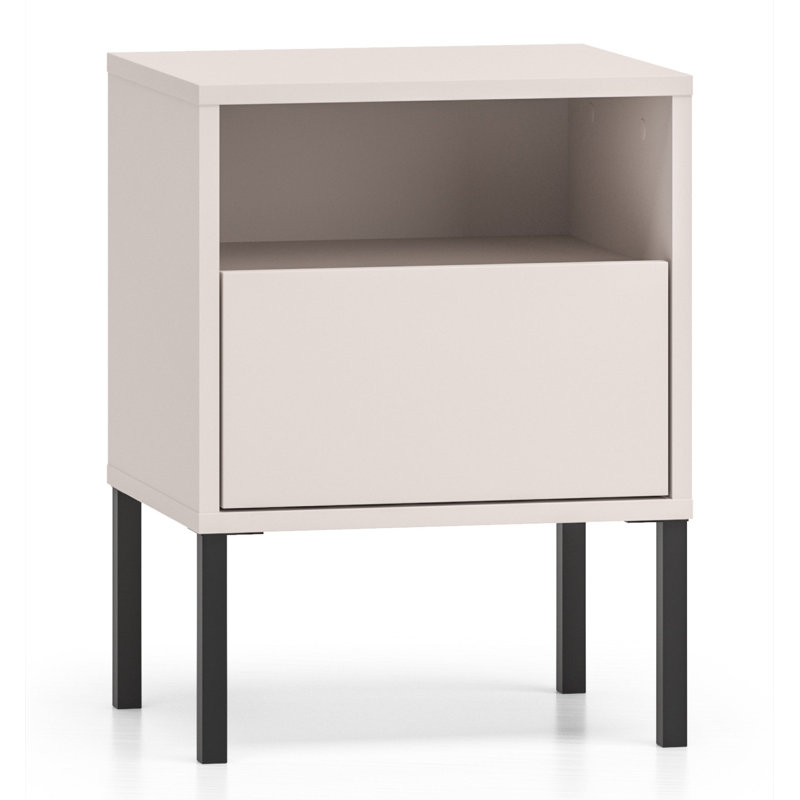 40cm W Metal Bedside Table, Cream