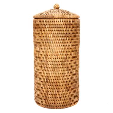 Wickerwise Free Standing Magazine and Toilet Paper Holder Basket with  Wooden Rod