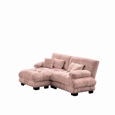 Cloud Couch Sectional Sofa For Living Room, Chenille 2 Seater Sofa With 2 Lumbar Pillows And 2 Throw Pillows, Upholstered Wide Arm Sofa With Convertible Ottoman
