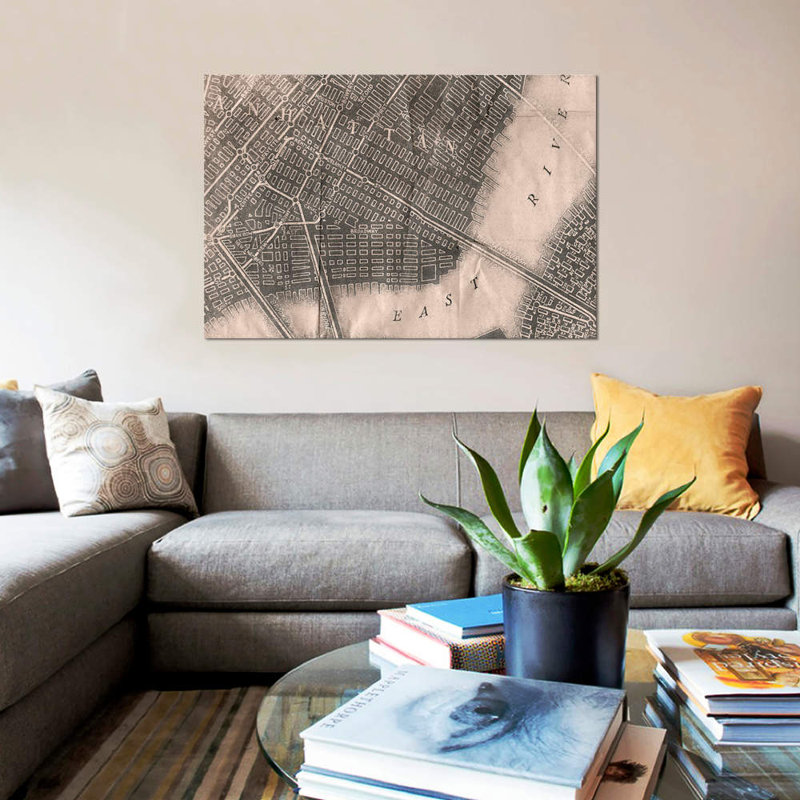 « manhattan », impression sur toile, H 12 po x l 18 po x P 1,5 po, Pas de tapis, Papier d'art encadré noir