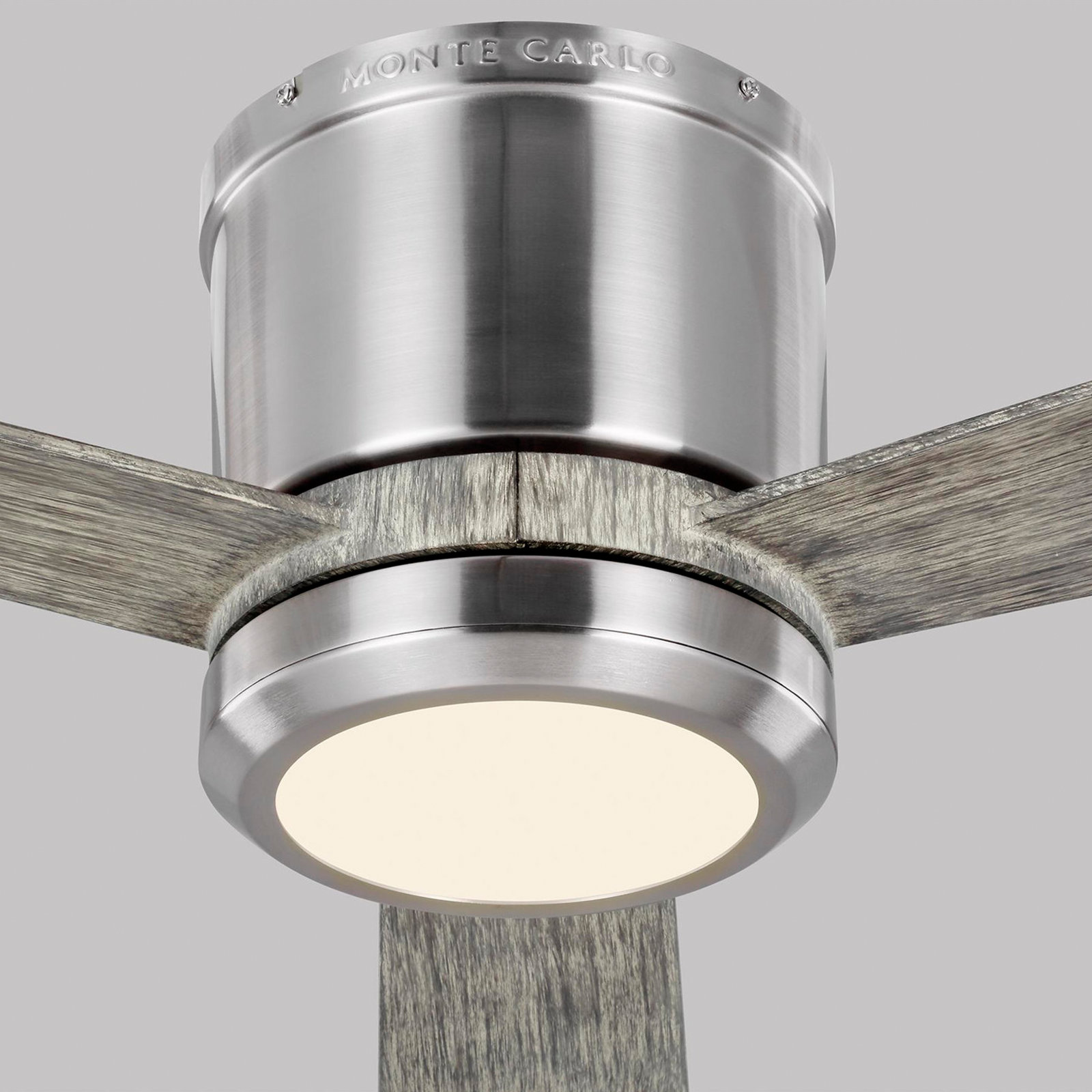 Rodrick Ceiling Fan with LED Light Kit, Brushed Steel with Light Gray Weathered Oak Blades, 52"