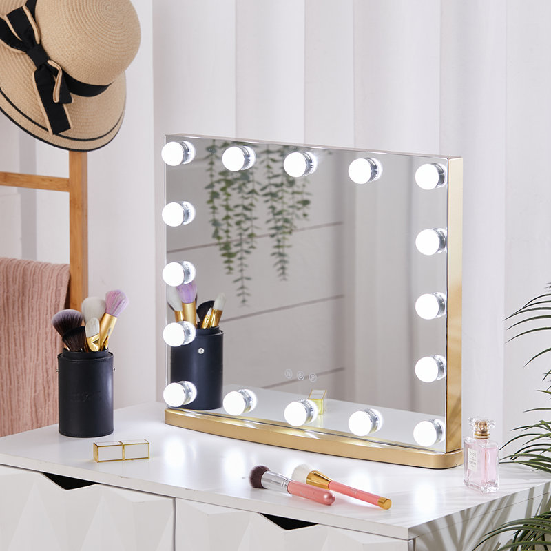 16 light LED Hollywood Mirror Square Frame Dressing Mirror, Gold