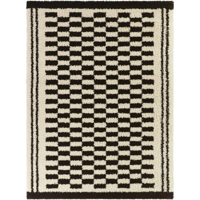 Auden Brown Rustic Checkerboard Area Rug