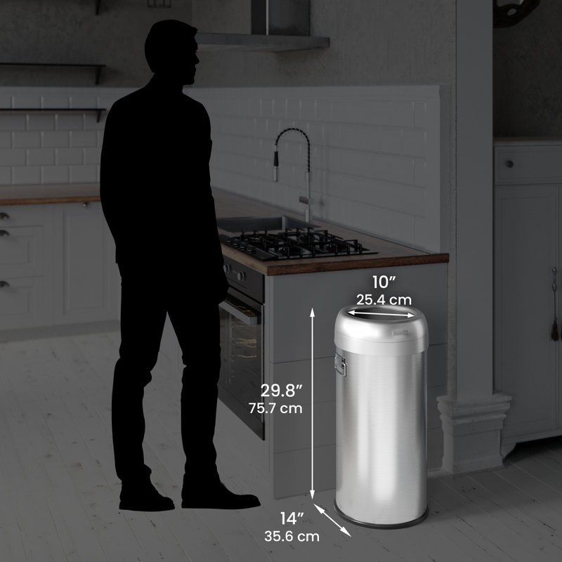 Poubelle à double désodorisation en acier inoxydable 16 gallons