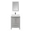24 po X P 20 po P 32 po Meuble-lavabo gris H avec comptoir à surface solide gris