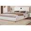 Lit plateforme tapissier en similicuir pleine grandeur de luxe avec tête de lit épaisse, haut-parleurs Bluetooth et lumière DEL RVB, aucun sommier nécessaire, blanc-1347514564-1347514567