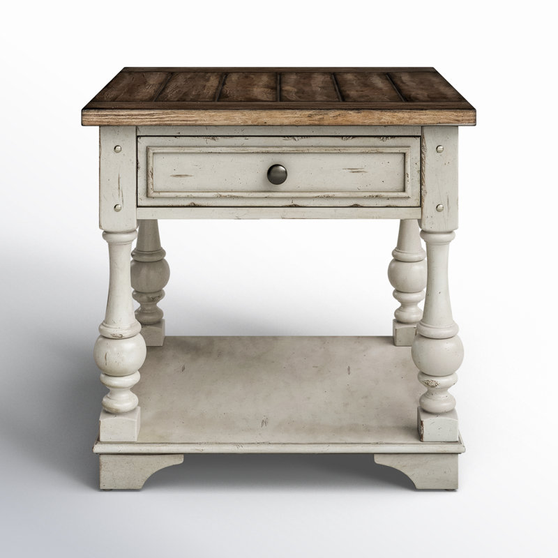 Morgan Creek Antique White and Tobacco 24'' Traditional End Table with Storage