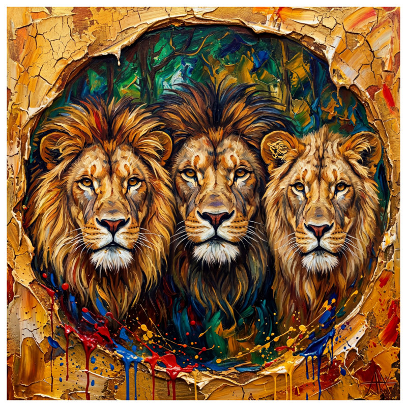 Couvre-lit matelassé Three Majestic Lions toutes tailles, Twin