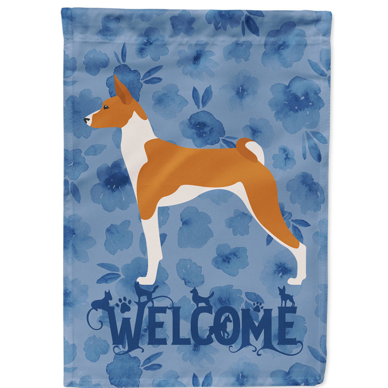 Caniche en polyester à 2 côtés 40 x 28 po standard welcome drapeau maison, Basenji