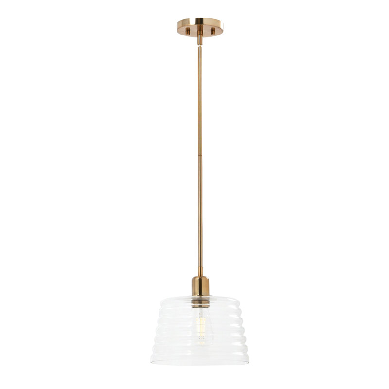 Luminaire suspendu empire 1 lumière avec détails en verre Daiten, Laiton
