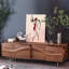 Meuble télé  Mid-Century, console média moderne en bois avec tiroirs, pieds dorés-87683860