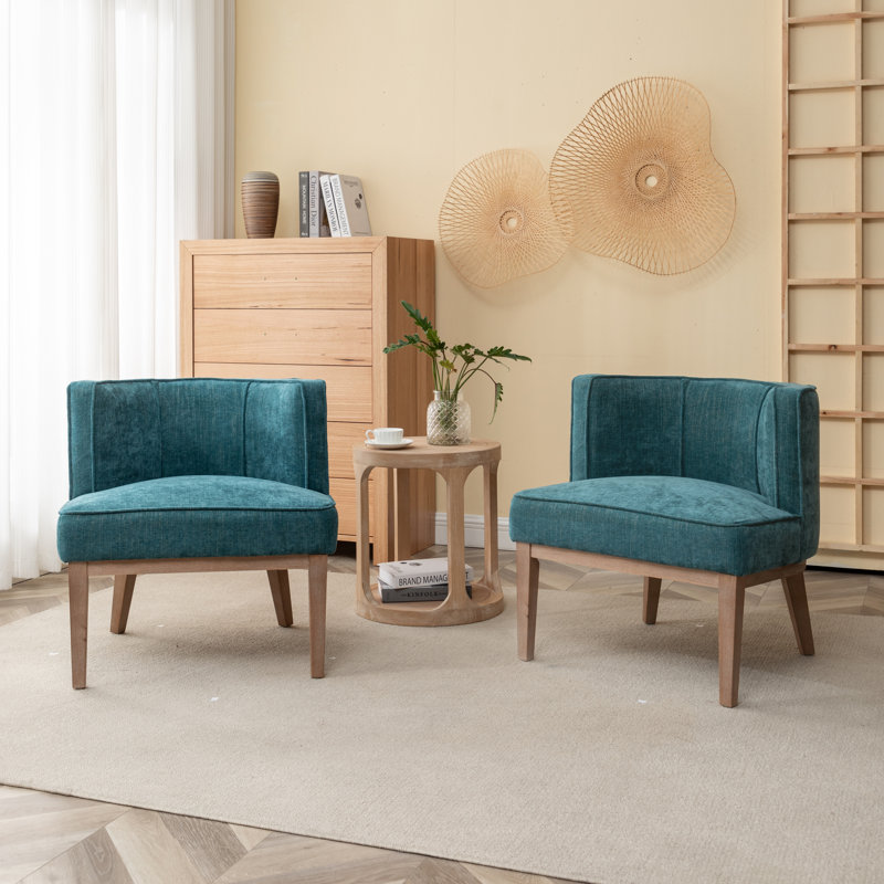 Fauteuil demi-tonneau Karoll, Mélange de polyester bleu sarcelle, 2