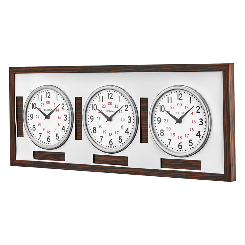Bulova C4385 Reception Triple Time Zone Wall Clock