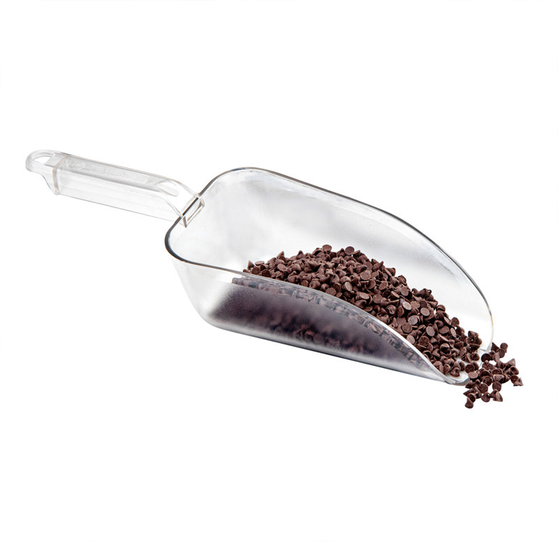 Pelle à glaçons 32 onces pour restaurant, 1 cuillère à nourriture à fond plat - bord avant biseauté, fente suspendue, pelle à farine en plastique transparent PC, légère, pour la glace ou les ingrédients secs