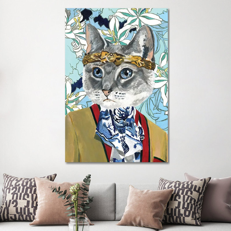 « Cat » par Heather Perry-imprimé, Pas de tapis, H 60 po x l 40po x P 1,5 po, Toile tendue