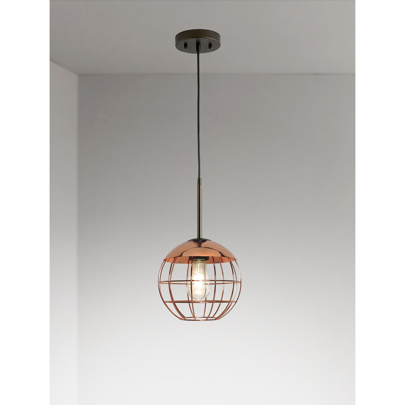 Luminaire suspendu en verre Melveen Globe, Cuivre poli