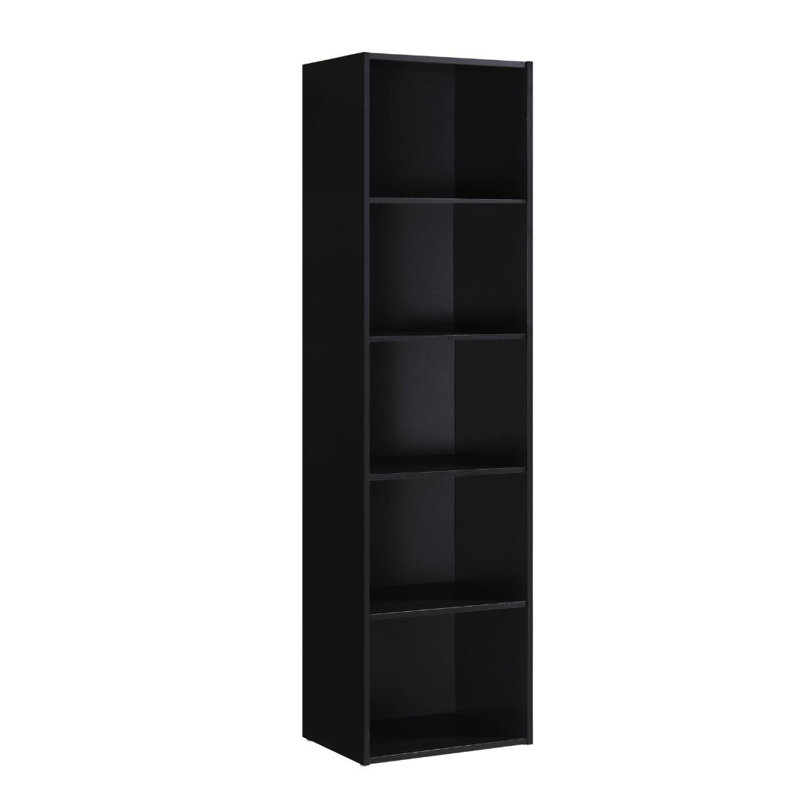 Bibliothèque haute avec rangement ouvert pour la maison ou le bureau, (5 tablettes) H 59 po x l 15,9 po x P 11,7 po, Noir