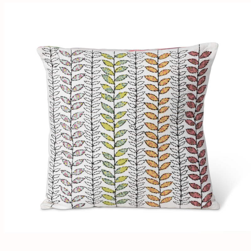 Cotton Throw Pillow, Multicolor Black, Floral, Polyester
