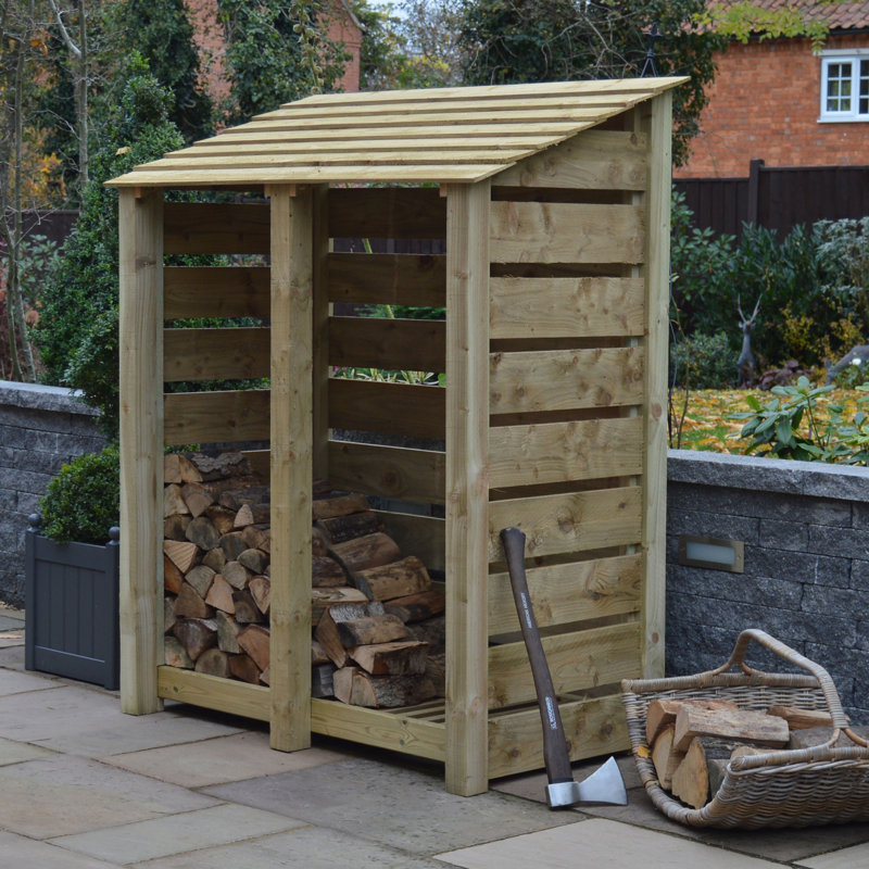 150cm W x 80cm D Solid Wood Log Store, Light Green