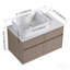 Meuble-lavabo mural de 81 cm (32 pouces) avec lavabo décoratif en céramique, panneau plat en PVC, 2 portes à fermeture amortie et 1 tiroir, emballage amovible, panneaux de particules-2082690693-2082690692