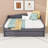 Wooden Upholstered Daybed with Lights, Trundle and Slats-1610637143-1610637137