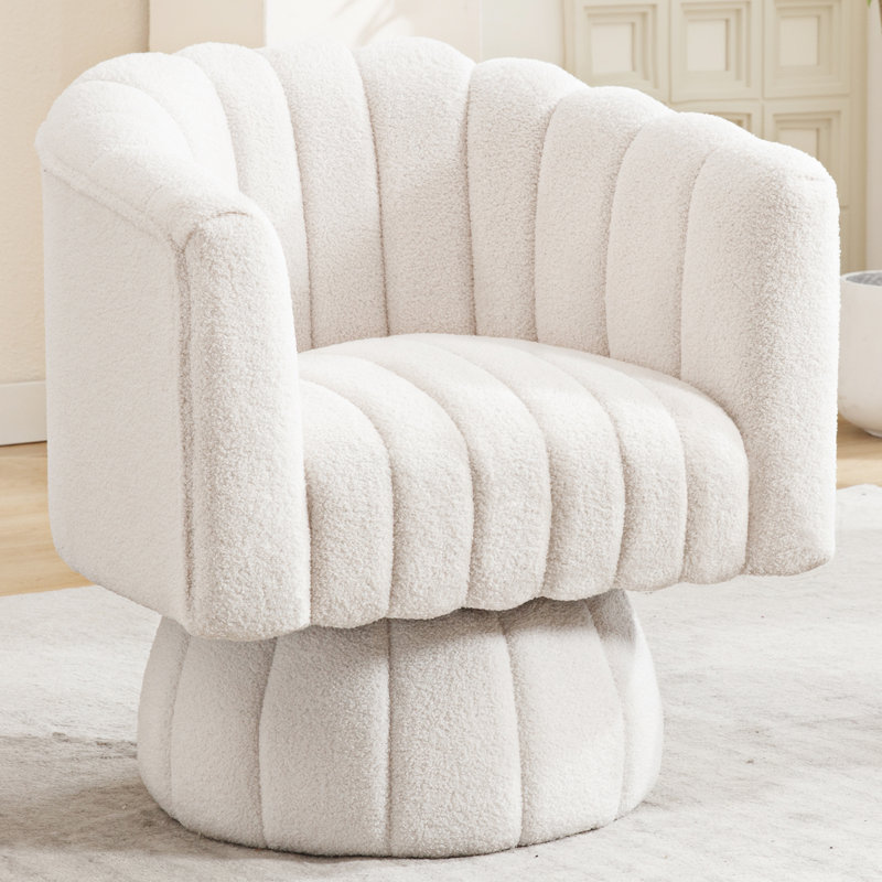 Fauteuil demi-tonneau pivotant 28 po, Blanc peluche