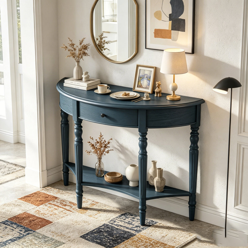 Console avec tiroir et tablette Farmhouse, Navy