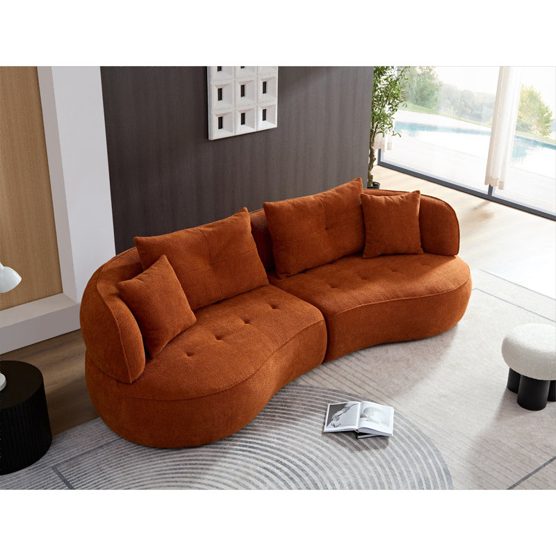 Canapé modulaire, tissu durable, structure en bois massif, éponge haute densité, siège pour 4 personnes, Orange