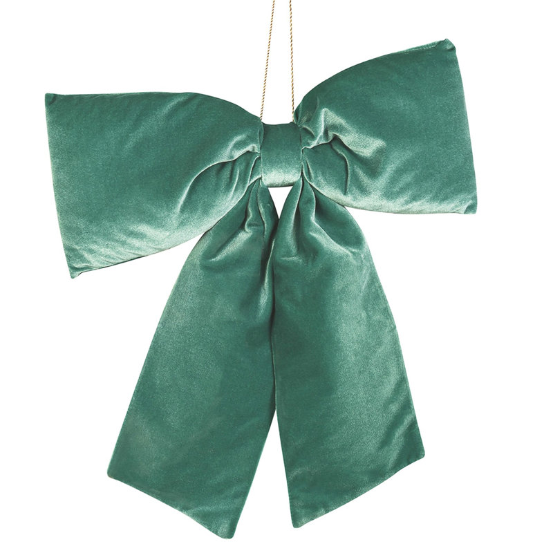 Teal Velvet Hanging Bow Large