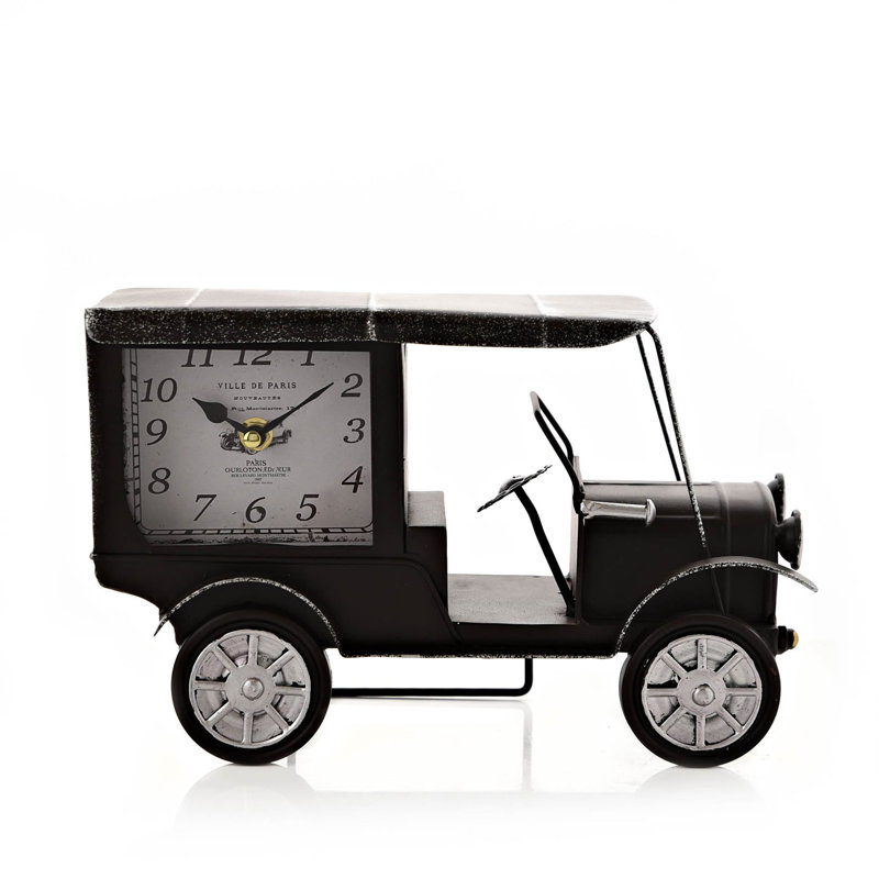 Analogue Metal Quartz Movement / Crystal Tabletop Clock in Black/White