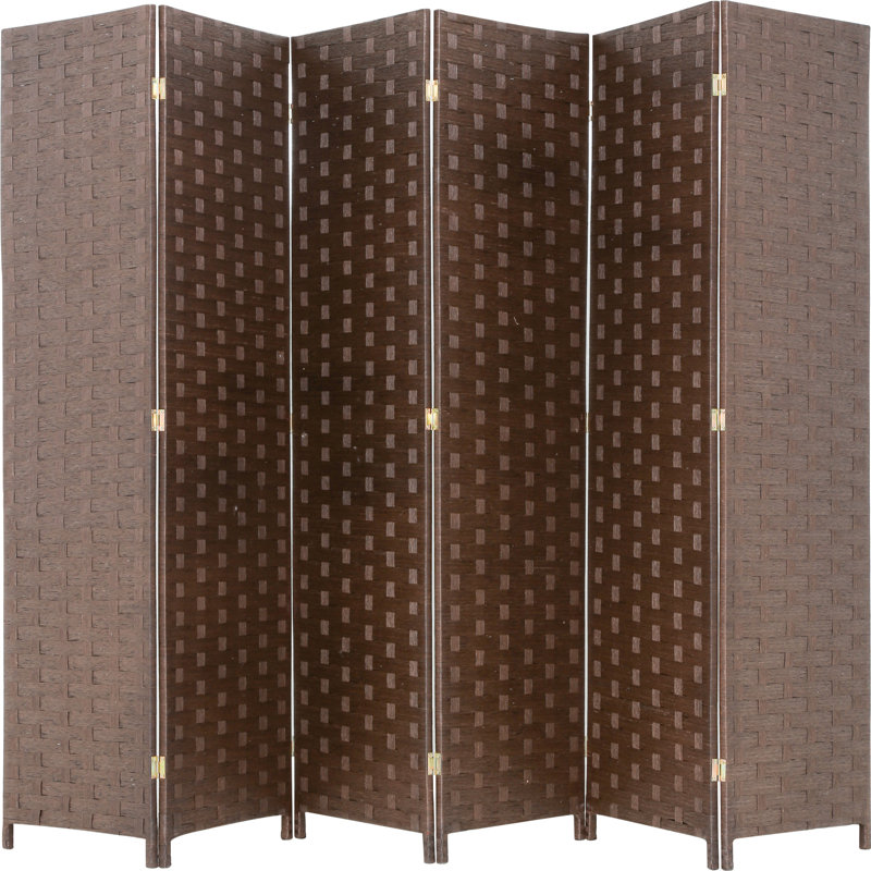 Paravent pliable cloison de séparation en bois 6 pi, Brun, 6